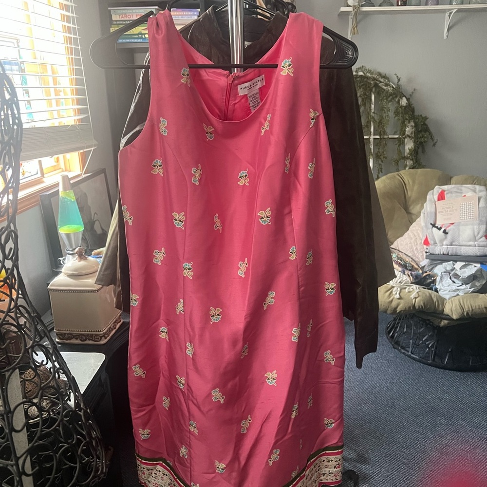 Pink Sleeveless Scoop Neck Midi Sundress